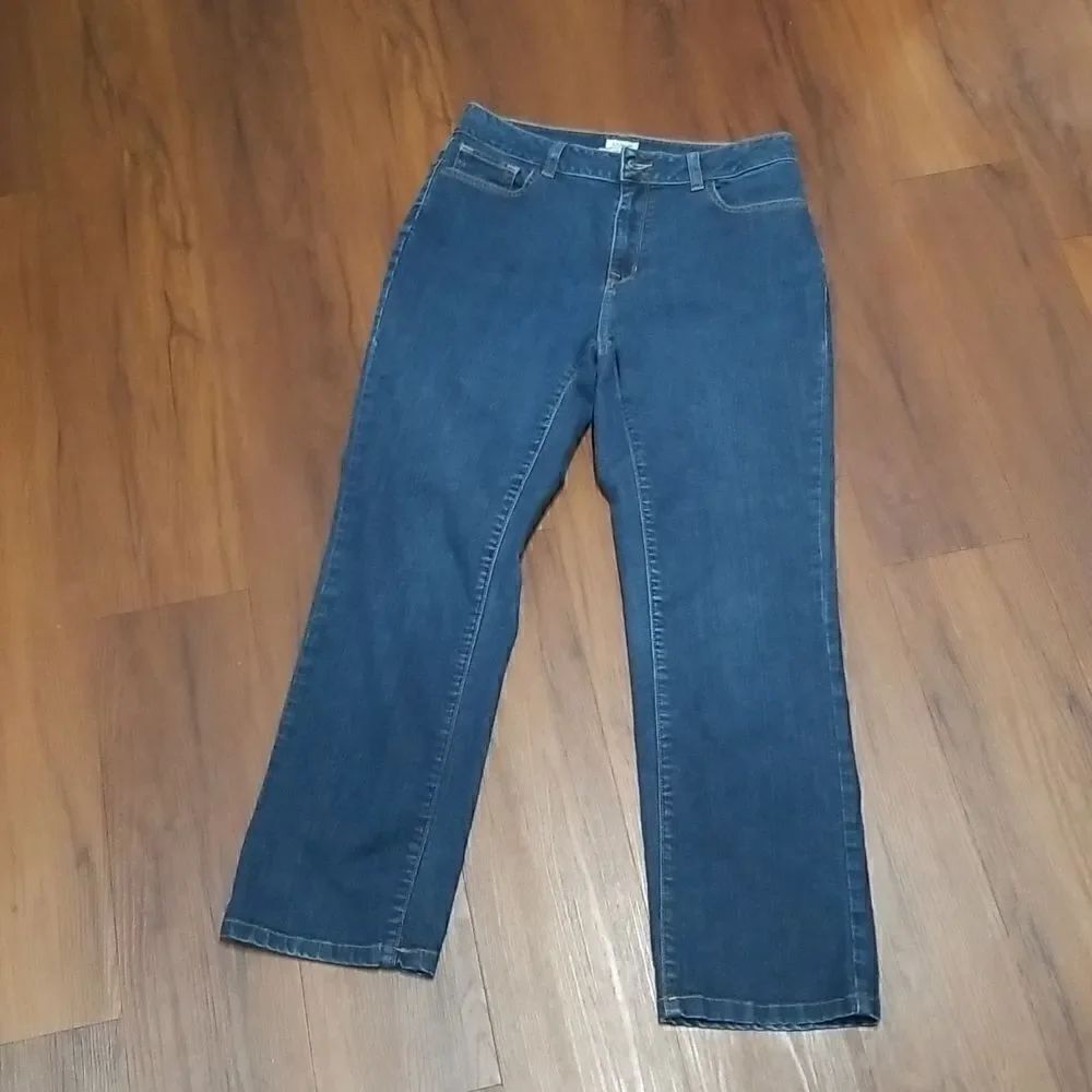 LL Bean Jeans Blue Denim Straight Leg High Rise Womens Size 10 Reg